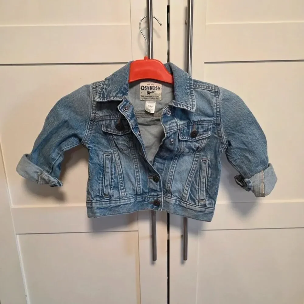 OshKosh B'gosh Kids Denim Jean Jacket Size 4/4A Blue Trucker 100% Cotton